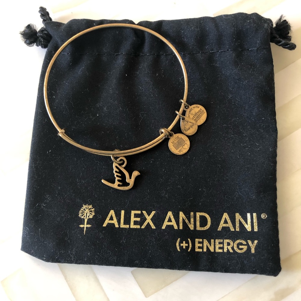 Alex and Ani Gold Sacred Dove Bangle
